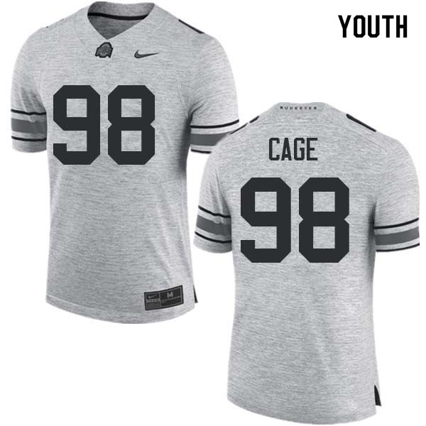 Youth #98 Jerron Cage Ohio State Buckeyes College Football Jerseys Sale-Gray